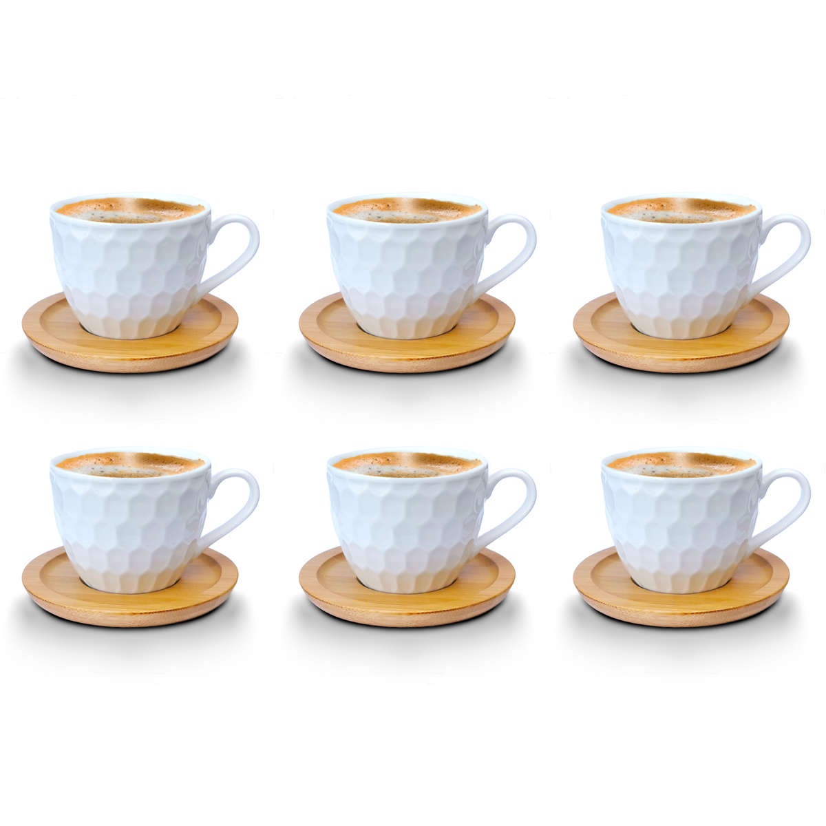 Kaffeetassen Teetassen Espressotassen-Set weiss Porzellan Tassen Teeservice Kaffeeservice mit Untertassen 12-Teilig