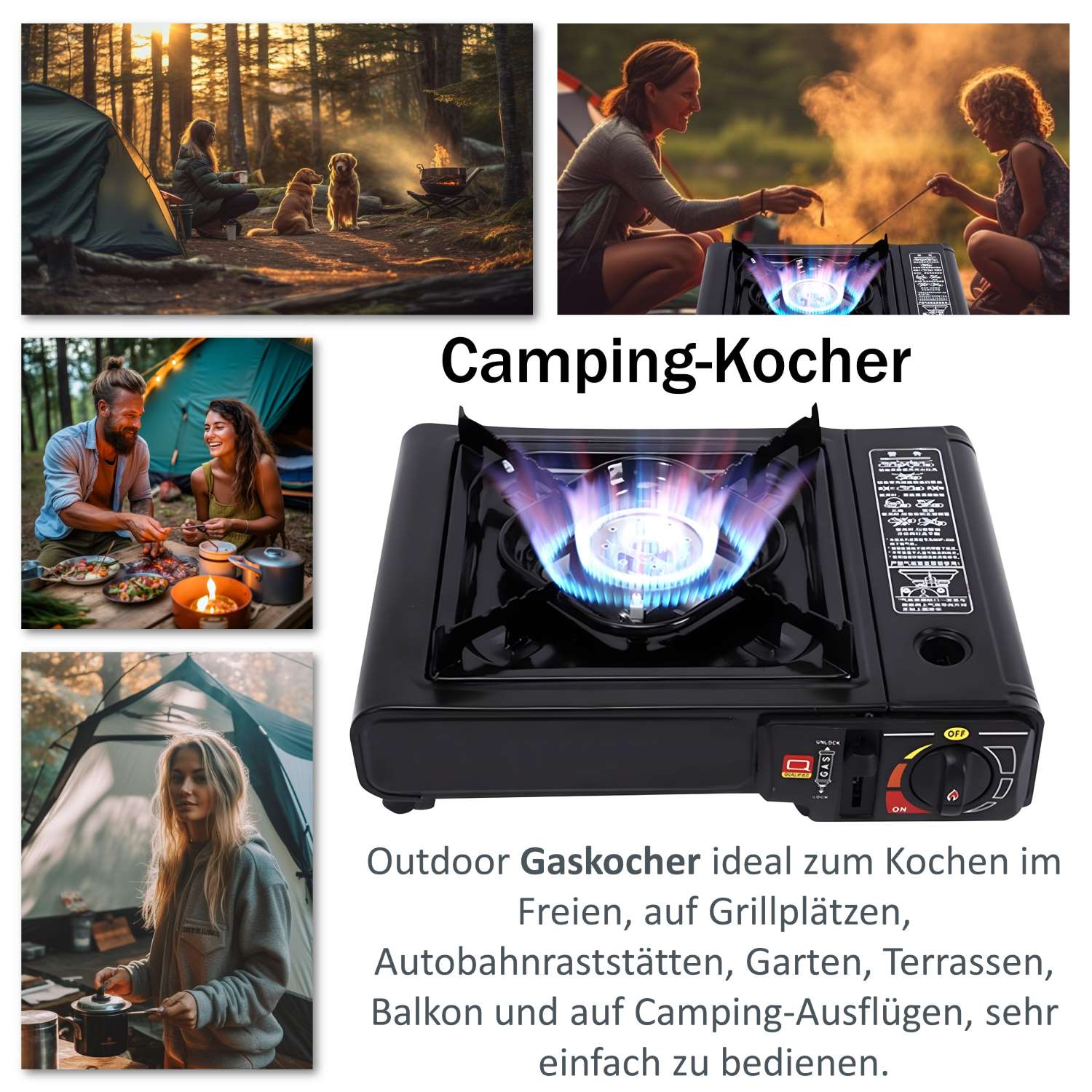 Campingkocher Gaskocher Gasherd Herd Kochfeld Tischkocher Outdoor Portable Campingherd